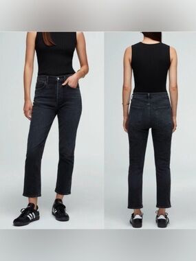 AGOLDE Riley High Rise Straight Crop Jeans Black 29